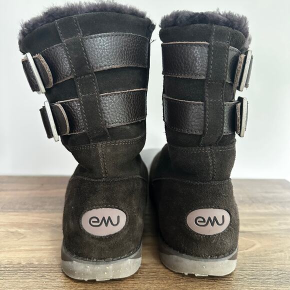 Emu Sandy Buckle Chocolate Brown Boots Women's Size 7 Suede Fur Lined Winter - Picture 4 of 7